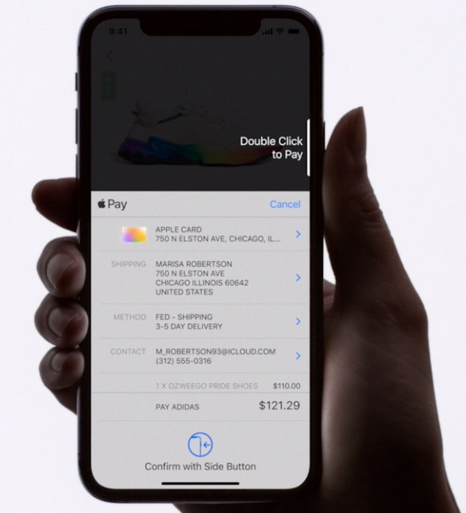 Example of a payment request screen